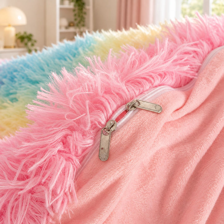 Cozy Plush Bedding Set Soft Duvet Cover Fluffy Pillowcases Fleece Fabric Machine Washable
