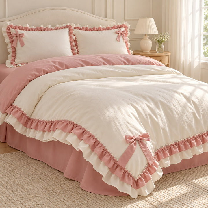 Kawaii Princess Bedding Set Duvet Cover Flat Sheet Pillow Cases Cotton Soft Aesthetic Design