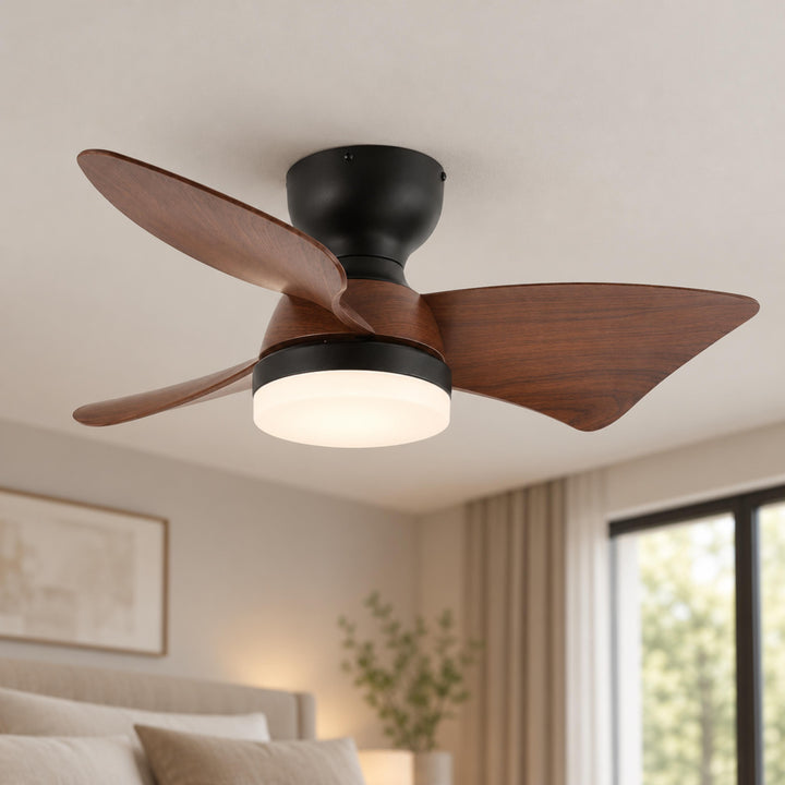 Modern Ceiling Fan Light Wall Mounted Metal Frame Adjustable LED 71cm