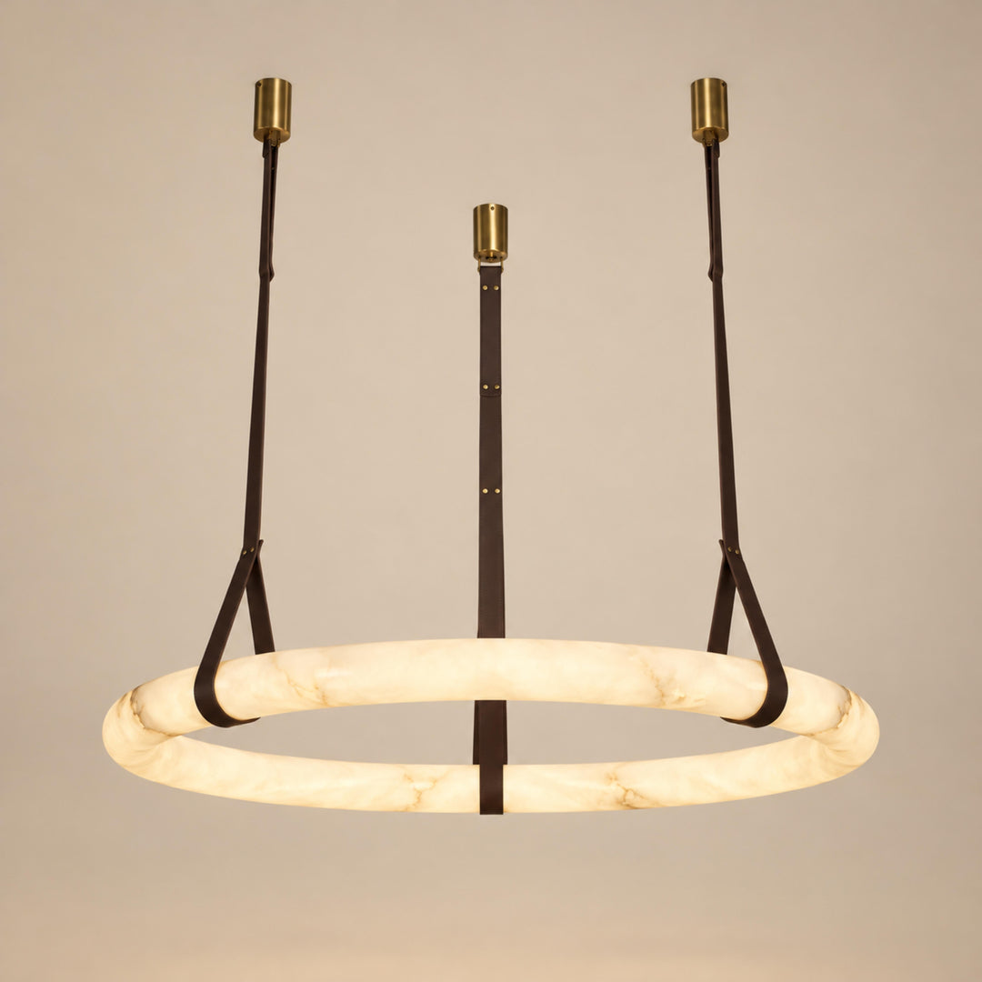Modern Pendant Light Ceiling Mounted Alabaster Glass with Gold Hardware LED Adjustable