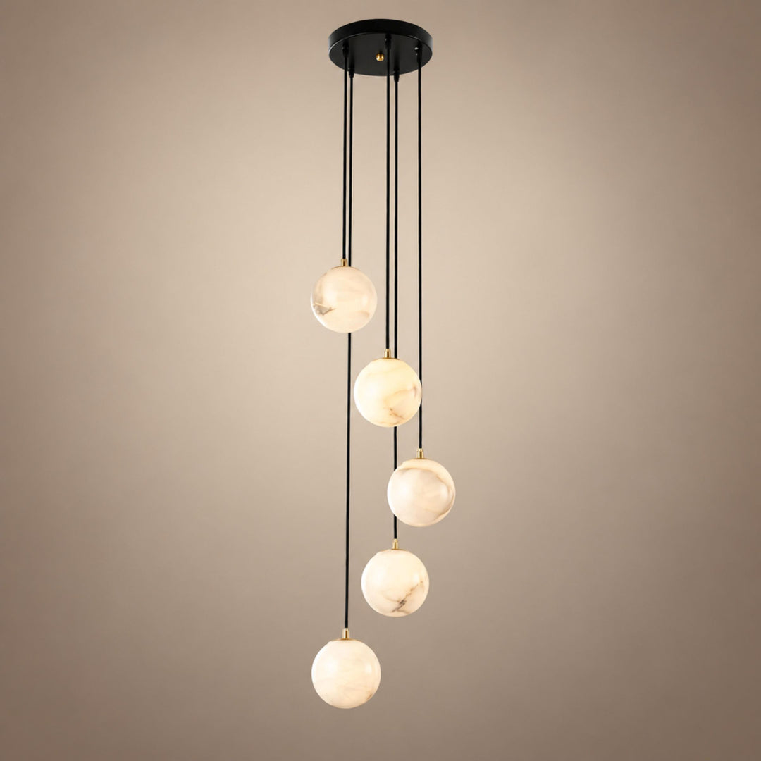 Modern Cluster Chandelier Ceiling Mounted Glass Alabaster Balls LED Lighting Fixture