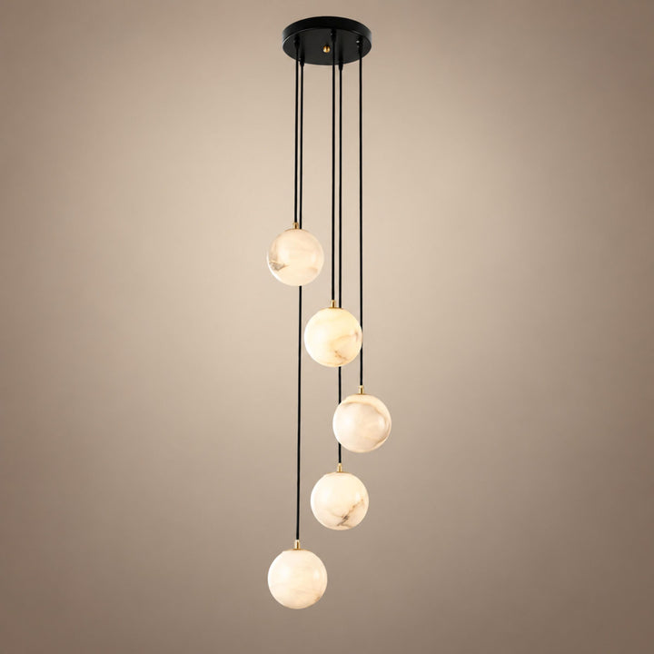 Modern Cluster Chandelier Ceiling Mounted Glass Alabaster Balls LED Lighting Fixture