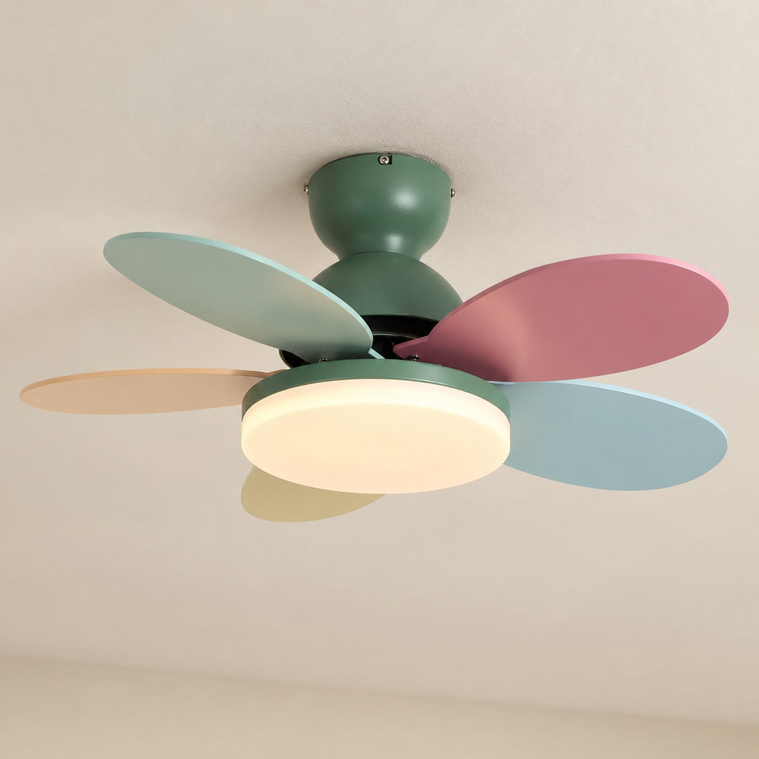 Modern Ceiling Fan Light Wall Mounted Metal Frame Integrated LED for Indoor Air Circulation