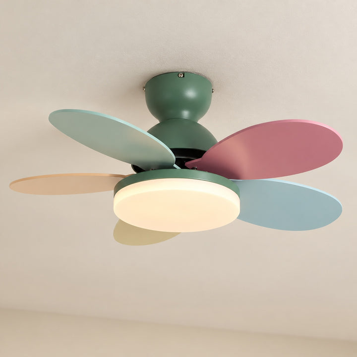 Modern Ceiling Fan Light Wall Mounted Metal Frame Integrated LED for Indoor Air Circulation