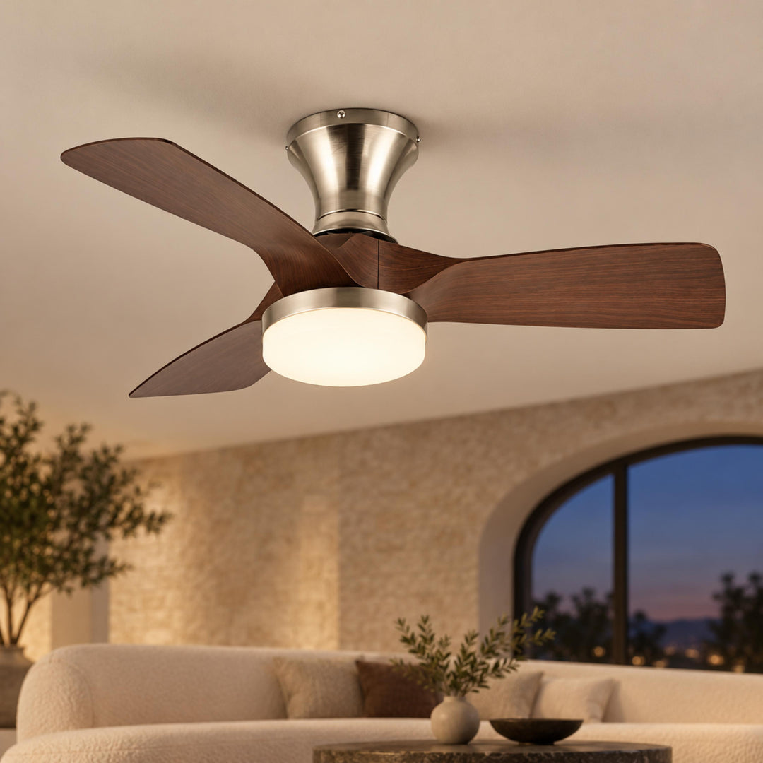 Modern Ceiling Fan Light Wall Mounted Metal Frame Adjustable LED 71cm