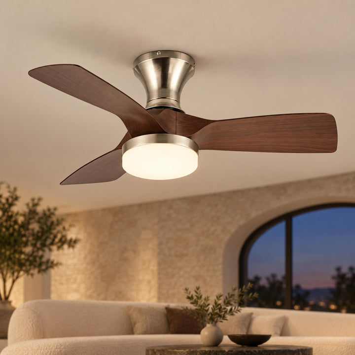 Modern Ceiling Fan Light Wall Mounted Metal Frame Adjustable LED 71cm