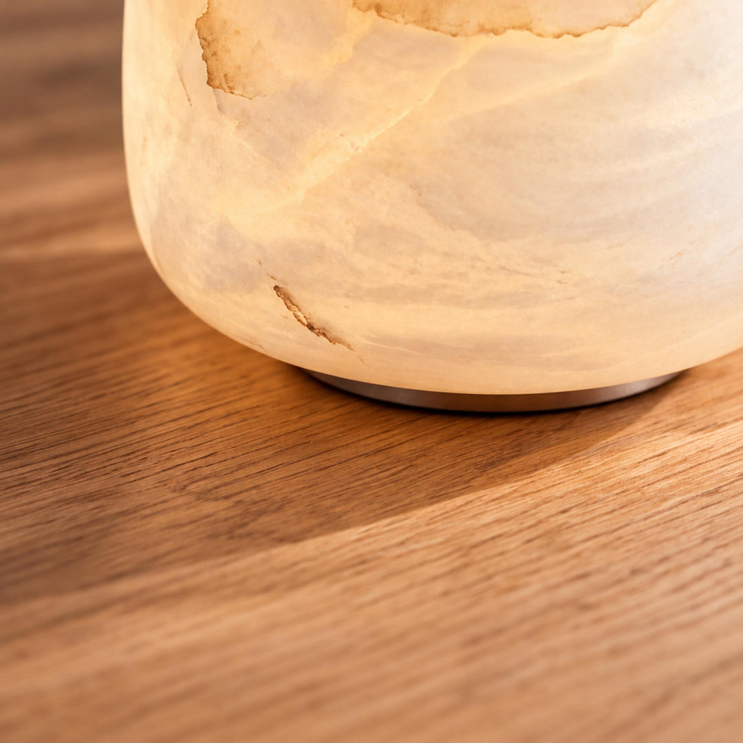 Modern Portable Table Lamp with Alabaster Shade and Built-in Battery for Cordless Lighting