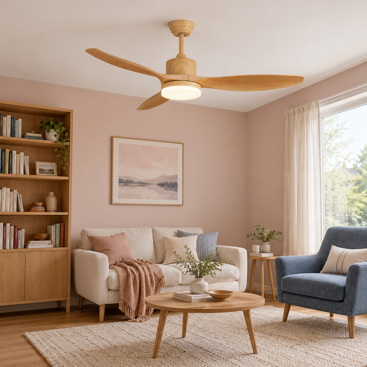 Modern Ceiling Fan Light Flush Mount Metal Acrylic Integrated LED 122cm 132cm