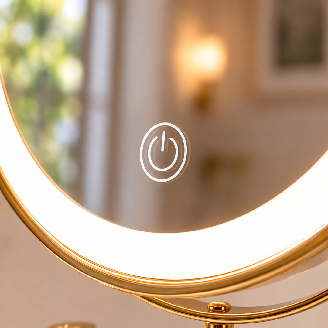 Modern Makeup Mirror with Lights Rechargeable 360° Rotating Two-Sided Magnifying Glass