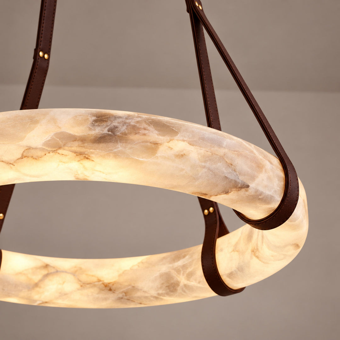Modern Pendant Light Ceiling Mounted Alabaster Glass with Gold Hardware LED Adjustable