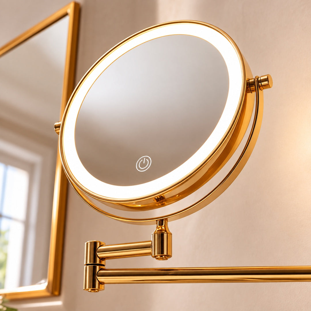 Modern Makeup Mirror with Lights Rechargeable 360° Rotating Two-Sided Magnifying Glass