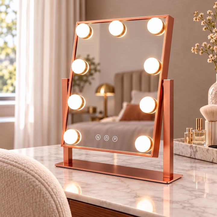 Modern Hollywood Vanity Mirror with Dimmable LED Bulbs 360° Rotating Touch Sensor