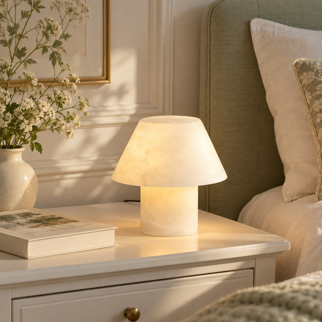 Modern Alabaster Table Lamp Organic Shape E14 Socket Soft Light for Bedside Nightstand