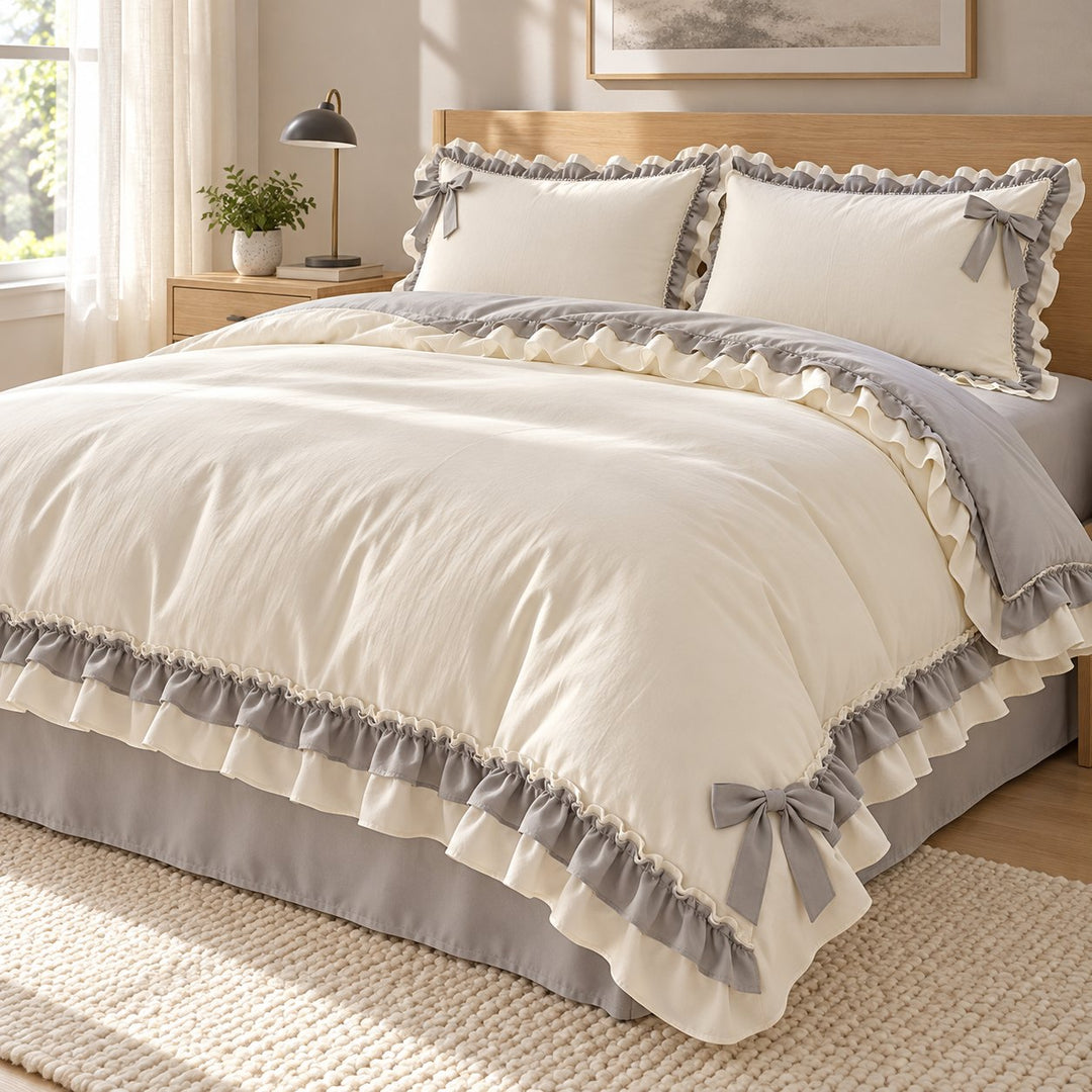 Kawaii Princess Bedding Set Duvet Cover Flat Sheet Pillow Cases Cotton Soft Aesthetic Design