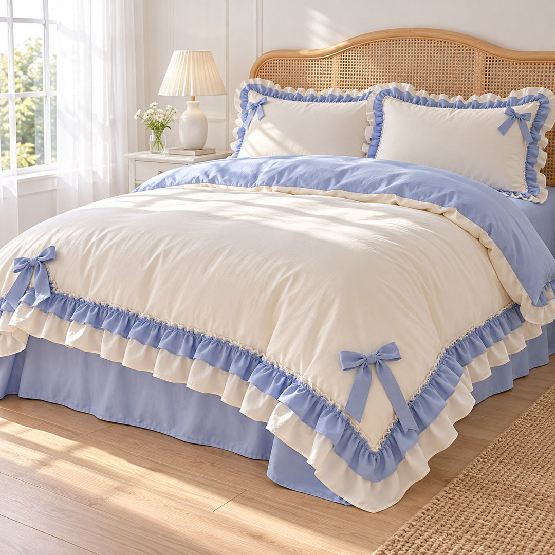 Kawaii Princess Bedding Set Duvet Cover Flat Sheet Pillow Cases Cotton Soft Aesthetic Design