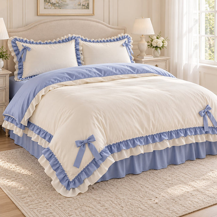 Kawaii Princess Bedding Set Duvet Cover Flat Sheet Pillow Cases Cotton Soft Aesthetic Design