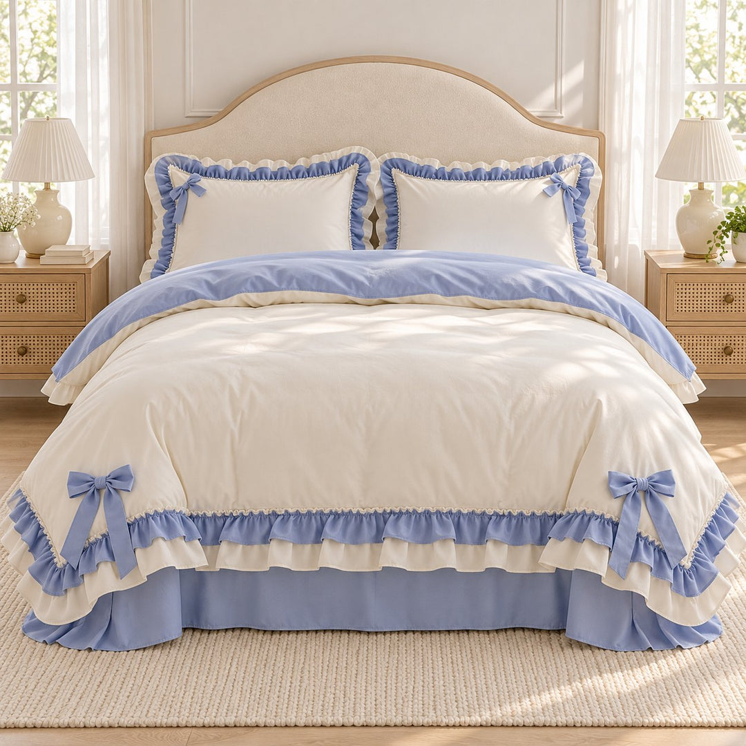 Kawaii Princess Bedding Set Duvet Cover Flat Sheet Pillow Cases Cotton Soft Aesthetic Design