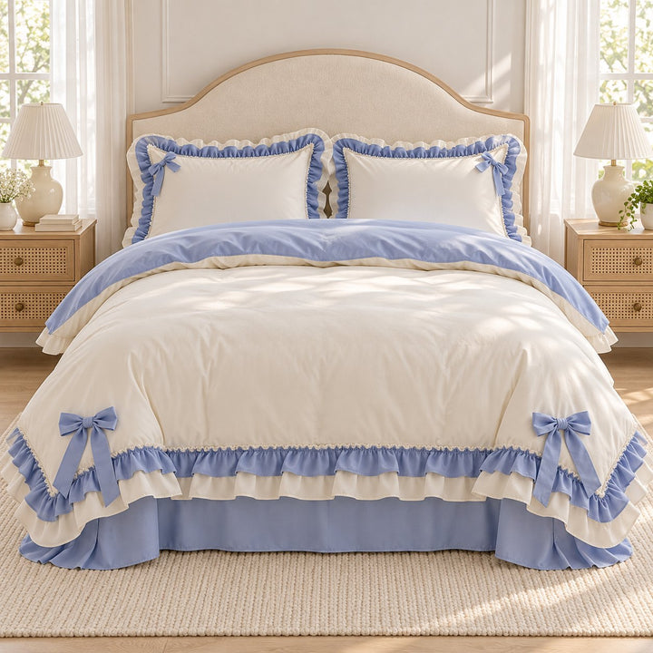Kawaii Princess Bedding Set Duvet Cover Flat Sheet Pillow Cases Cotton Soft Aesthetic Design