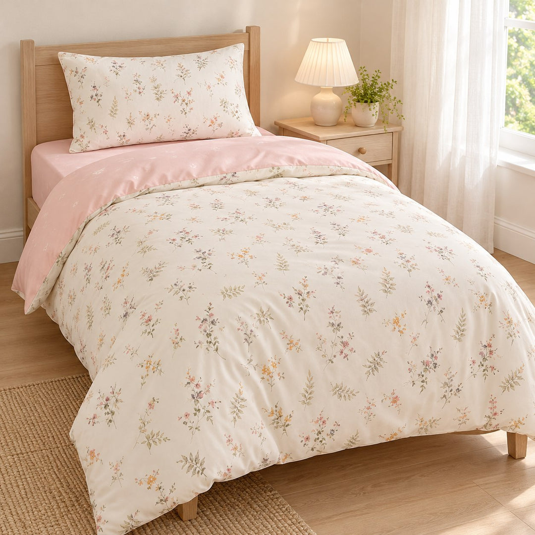 Modern Floral Print Bedding Set Duvet Cover Flat Sheet Pillow Cases Cotton Comfortable