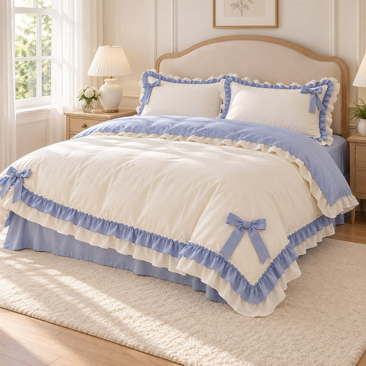 Kawaii Princess Bedding Set Duvet Cover Flat Sheet Pillow Cases Cotton Soft Aesthetic Design