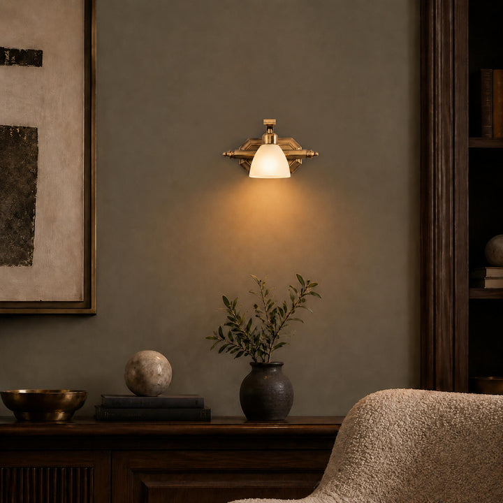 Modern Bathroom Wall Light Sconce with Four Frosted Glass Shades and Gold Finish for Indoor Use