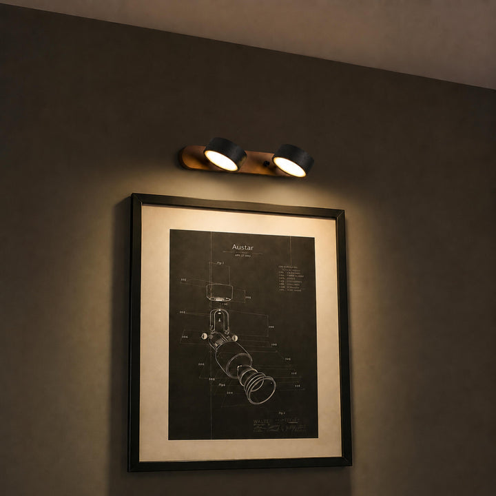 Modern Black Wall Light Sconce with Travertine Accent LED Wall Mounted Fixture