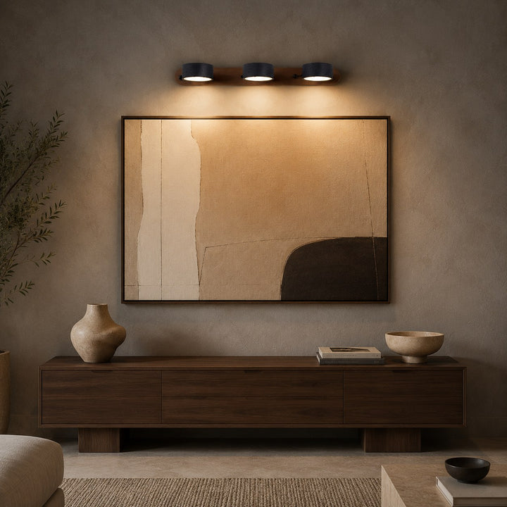 Modern Black Wall Light Sconce with Travertine Accent LED Wall Mounted Fixture