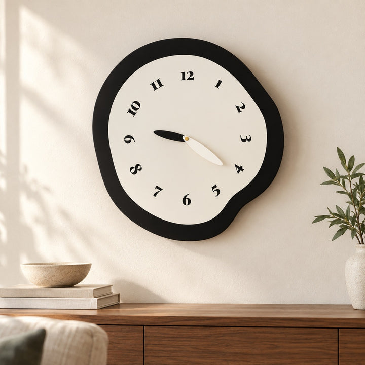 Modern Large Wall Clock Abstract Design MDF Acrylic Silent Quartz Movement Decor