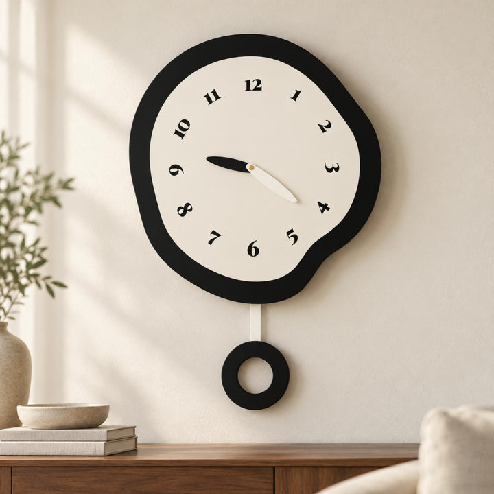 Modern Large Wall Clock Abstract Design MDF Acrylic Silent Quartz Movement Decor