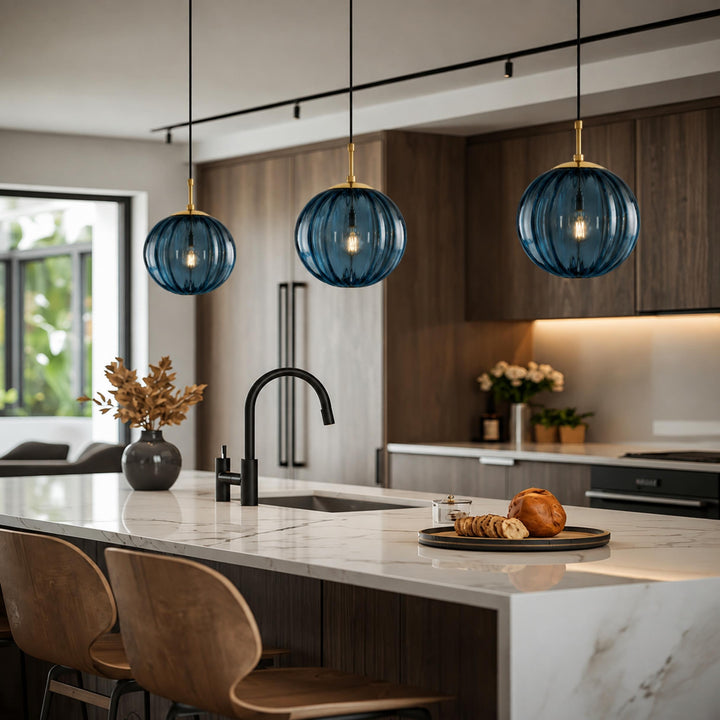 Modern Glass Pendant Light Hanging Adjustable Cord LED Compatible 20cm Diameter