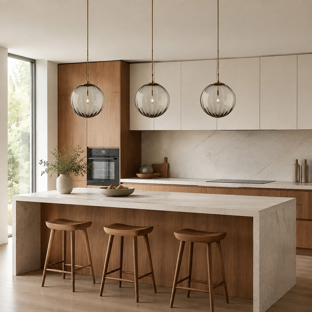 Modern Glass Pendant Light Hanging Adjustable Cord LED Compatible 20cm Diameter