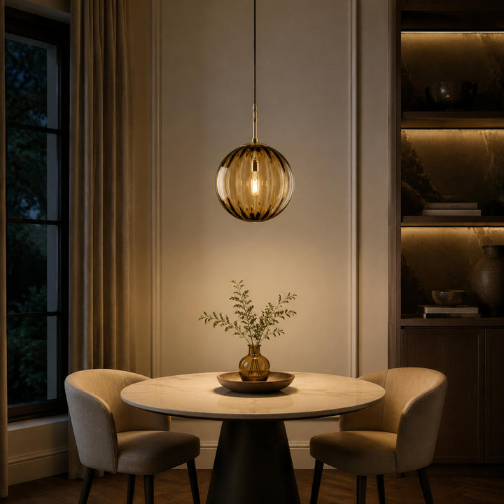 Modern Glass Pendant Light Hanging Adjustable Cord LED Compatible 20cm Diameter