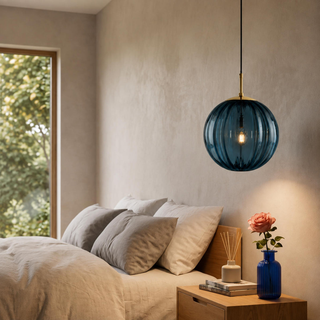 Modern Glass Pendant Light Hanging Adjustable Cord LED Compatible 20cm Diameter