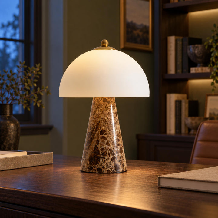 Modern Table Lamp Marble Body Glass Shade Dimmable Integrated LED 5W Ambient Lighting