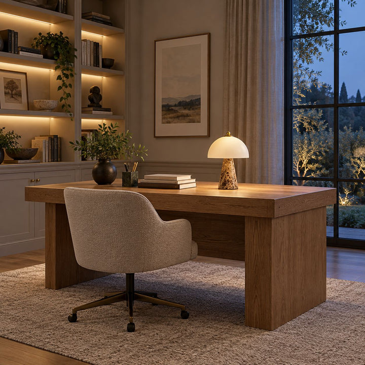 Modern Table Lamp Marble Body Glass Shade Dimmable Integrated LED 5W Ambient Lighting