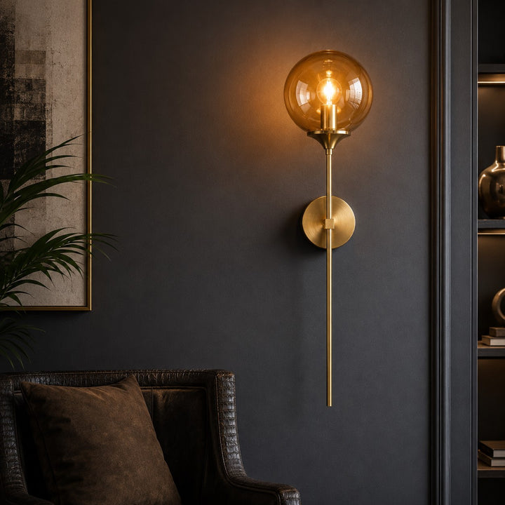 Modern Wall Sconce Dimmable LED Lighting Clear Glass Shade Steel Wall Mounted Fixture