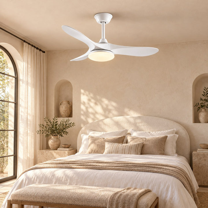 Modern Ceiling Fan with Lights Flush Mount Metal Frame 107cm or 132cm Blade Options