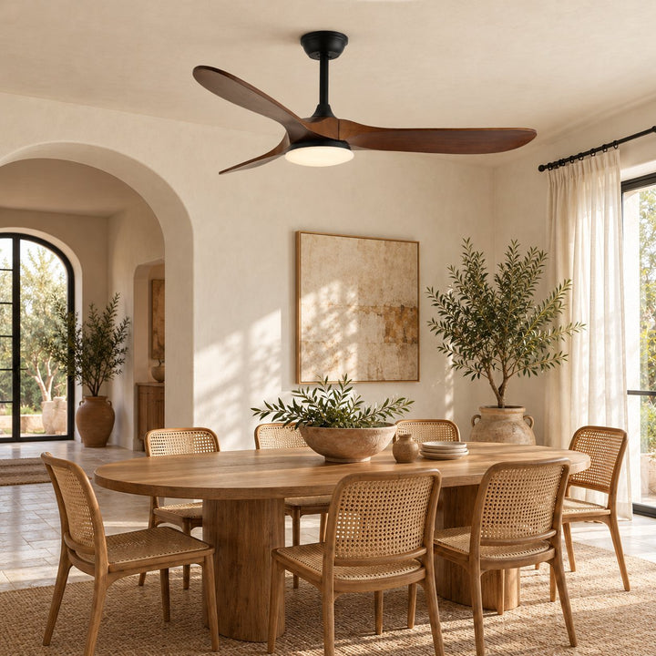 Modern Ceiling Fan with Lights Flush Mount Metal Frame 107cm or 132cm Blade Options