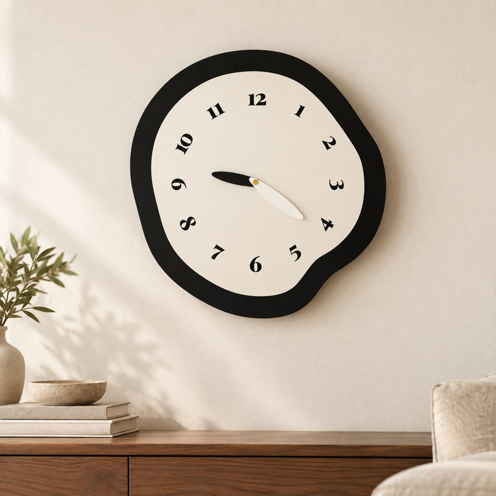 Modern Large Wall Clock Abstract Design MDF Acrylic Silent Quartz Movement Decor