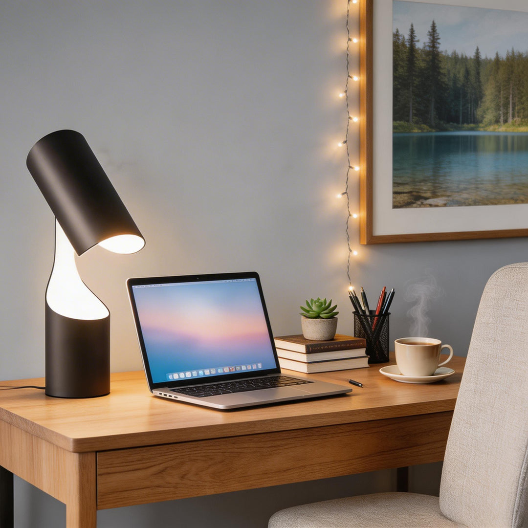 Modern Adjustable Desk Lamp Black Metal Finish LED Energy Efficient for Home Office 2