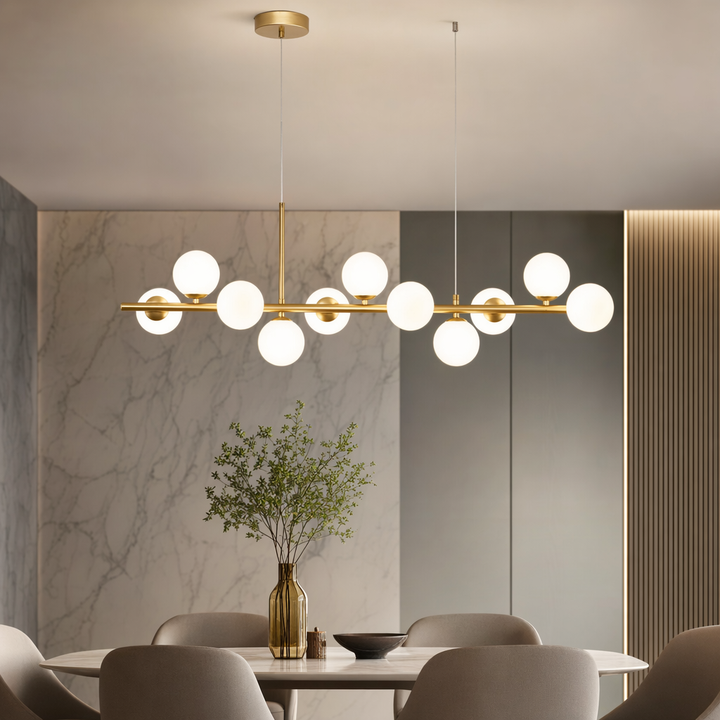 Modern Adjustable Pendant Light Cluster with Mouth-Blown Glass Shades and LED Bulbs for Kitchen Island 1