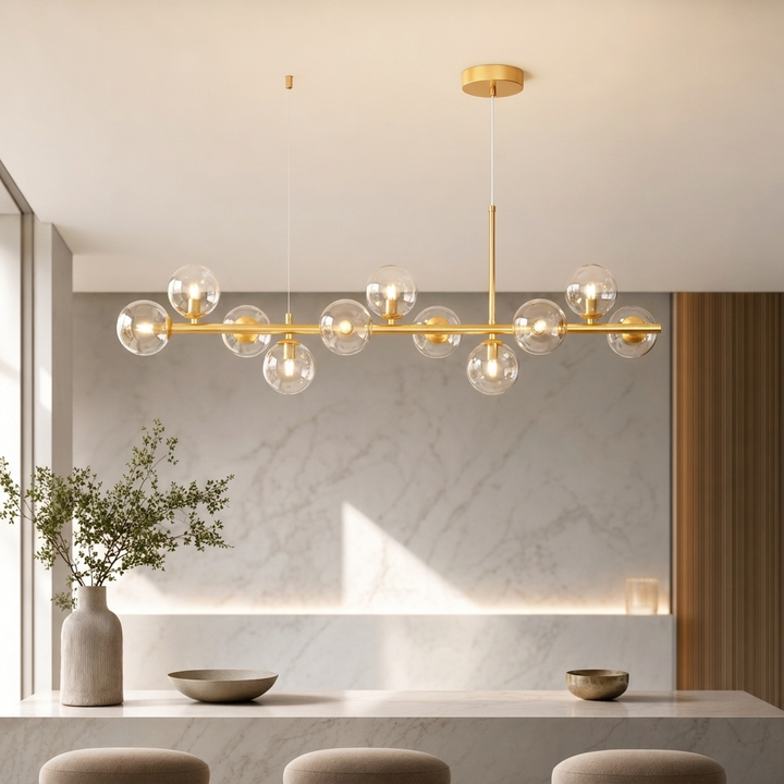 Modern Adjustable Pendant Light Cluster with Mouth-Blown Glass Shades and LED Bulbs for Kitchen Island 10