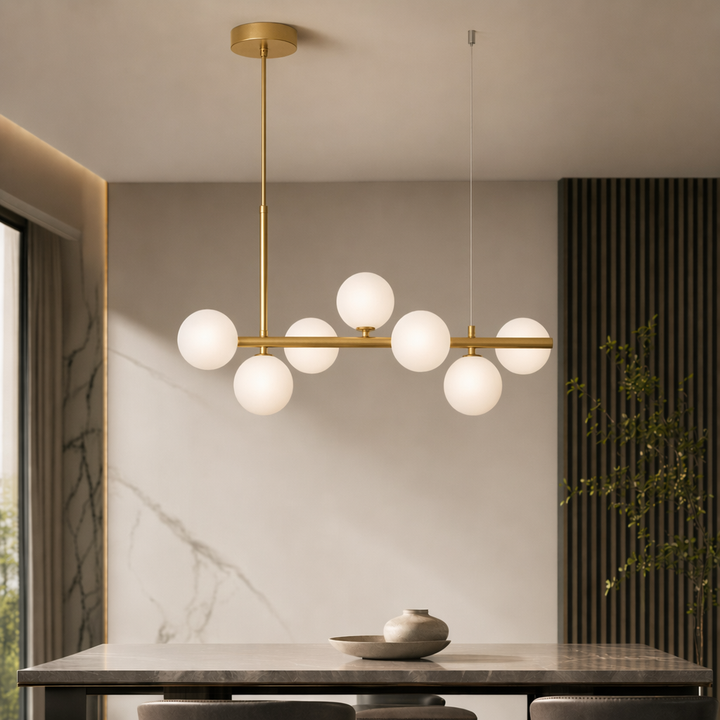 Modern Adjustable Pendant Light Cluster with Mouth-Blown Glass Shades and LED Bulbs for Kitchen Island 12