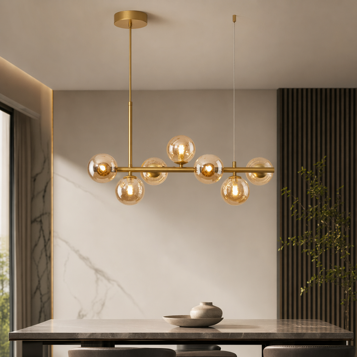 Modern Adjustable Pendant Light Cluster with Mouth-Blown Glass Shades and LED Bulbs for Kitchen Island 13