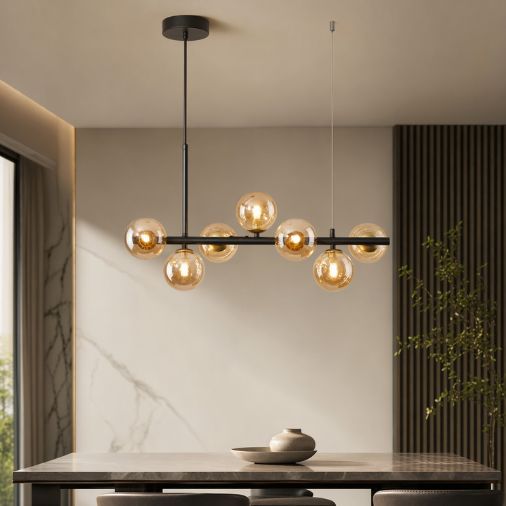 Modern Adjustable Pendant Light Cluster with Mouth-Blown Glass Shades and LED Bulbs for Kitchen Island 14