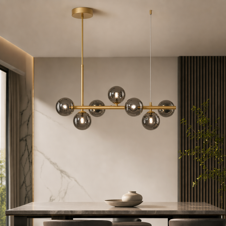 Modern Adjustable Pendant Light Cluster with Mouth-Blown Glass Shades and LED Bulbs for Kitchen Island 15