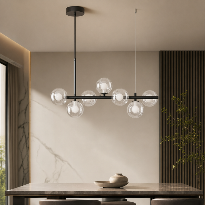 Modern Adjustable Pendant Light Cluster with Mouth-Blown Glass Shades and LED Bulbs for Kitchen Island 16