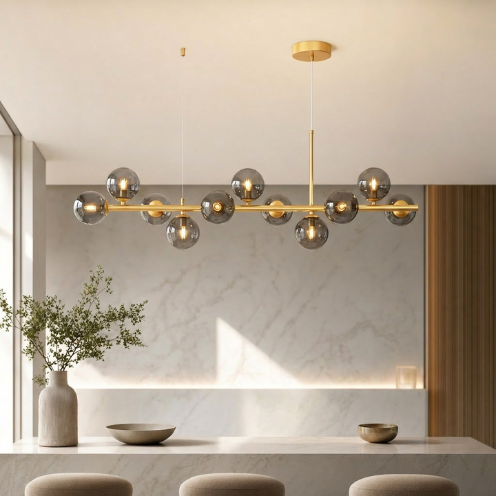Modern Adjustable Pendant Light Cluster with Mouth-Blown Glass Shades and LED Bulbs for Kitchen Island 17