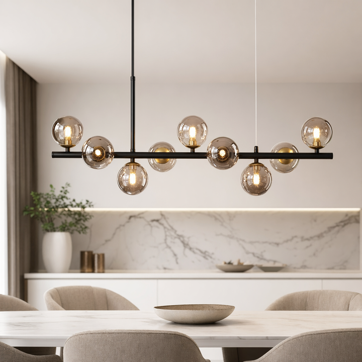 Modern Adjustable Pendant Light Cluster with Mouth-Blown Glass Shades and LED Bulbs for Kitchen Island 2