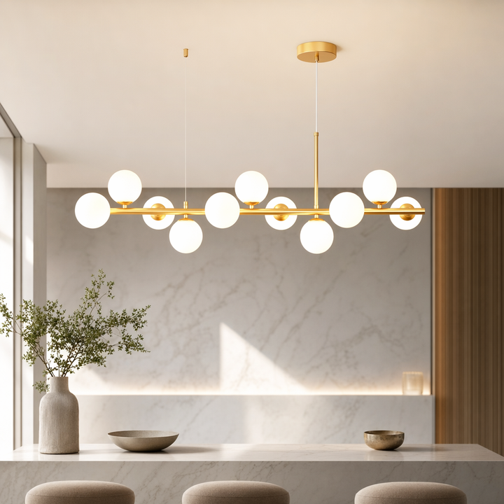 Modern Adjustable Pendant Light Cluster with Mouth-Blown Glass Shades and LED Bulbs for Kitchen Island 21